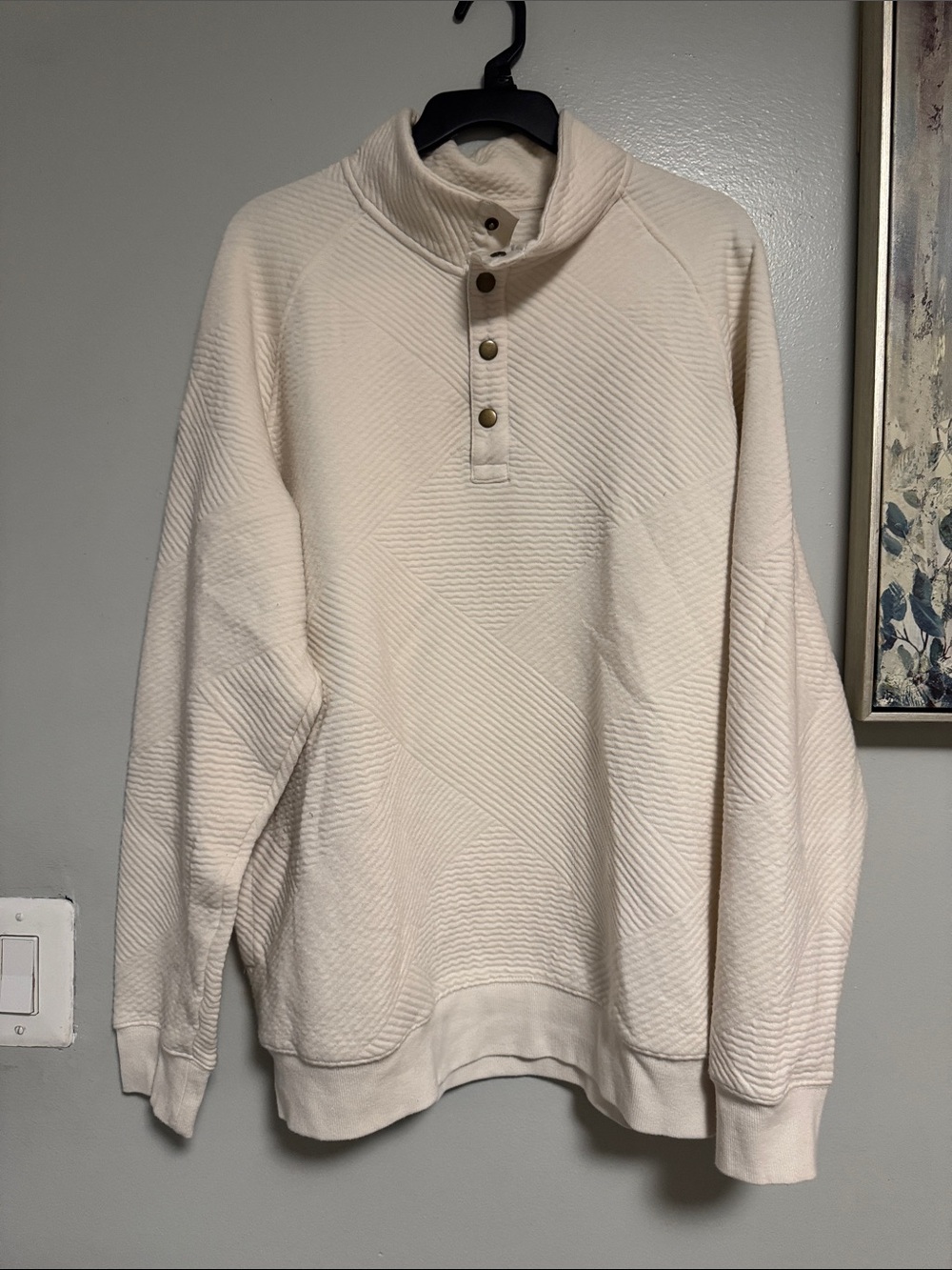 Goodfellow & Co Cream Quilted Snap-Front Zip Collar Sweater